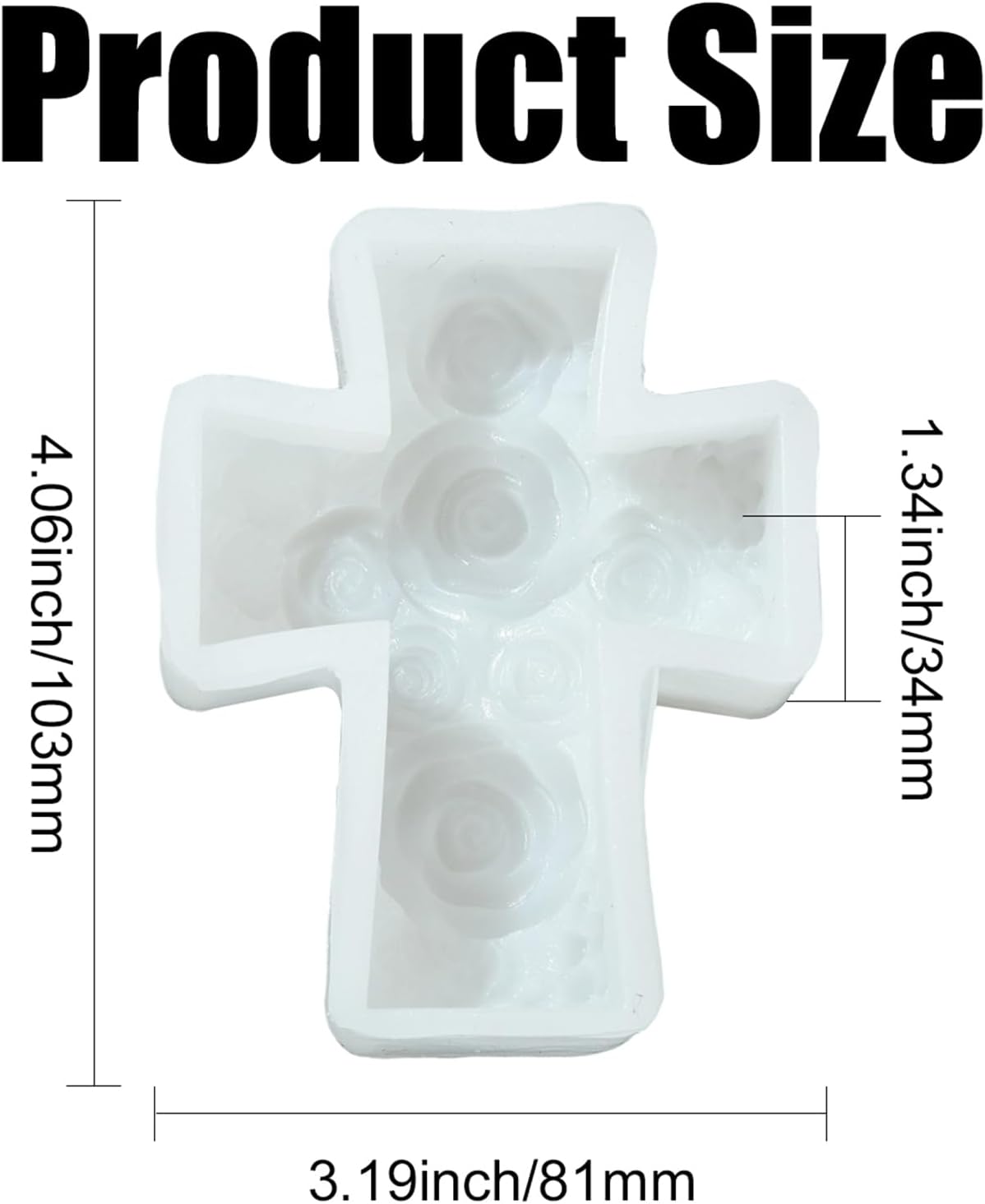 Airssory 1 Pc 3D Cross Pillar Candle Molds with Rose Flower Candle Silicone Molds for Making Candle, Resin, Aromatherapy Candles, Home Decor, Craft