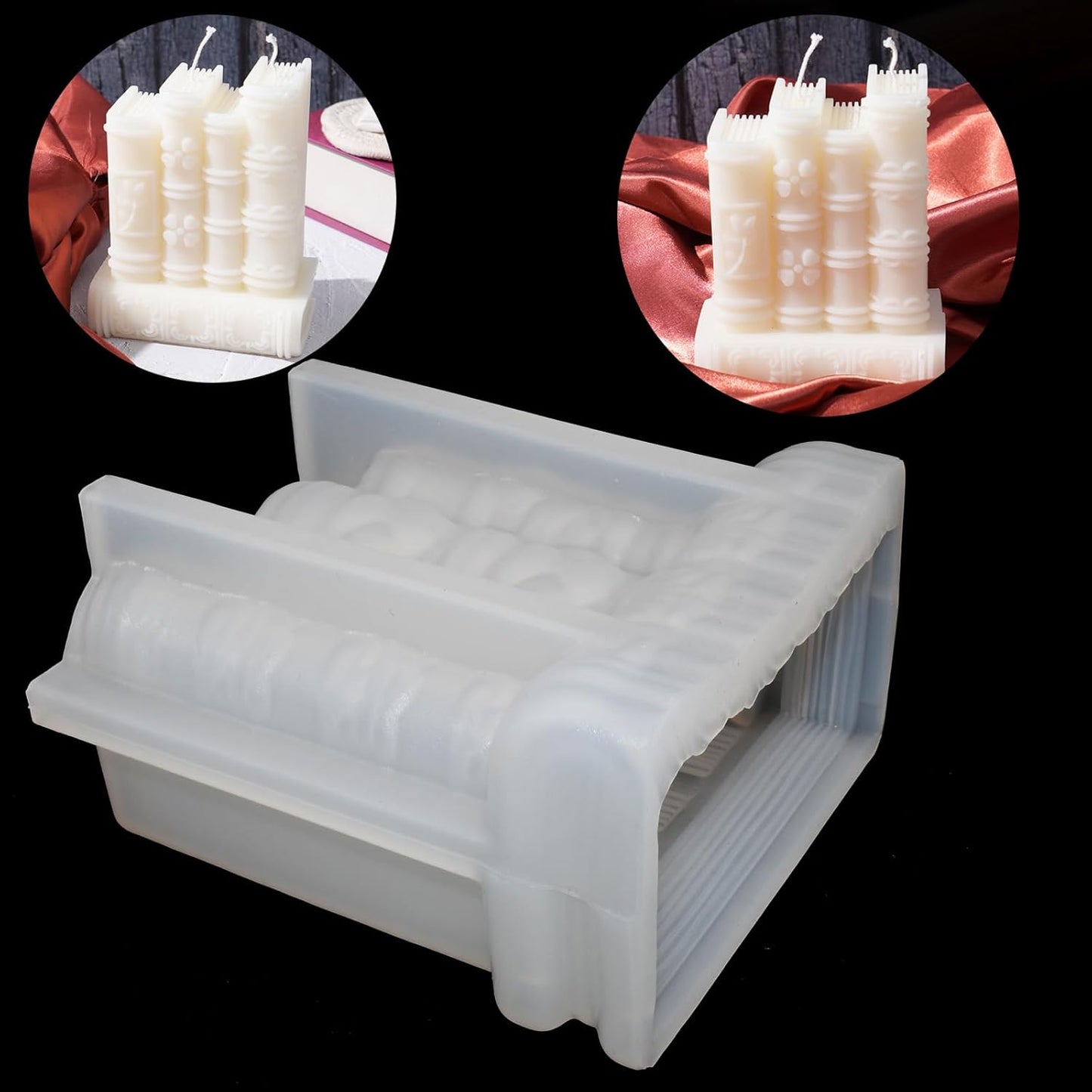 Upgraded Large Book Silicone Mold for Candle Making, Retro Book Soap Candle Mold, Vintage Book Epoxy Resin Casting Mold for Craft Project DIY