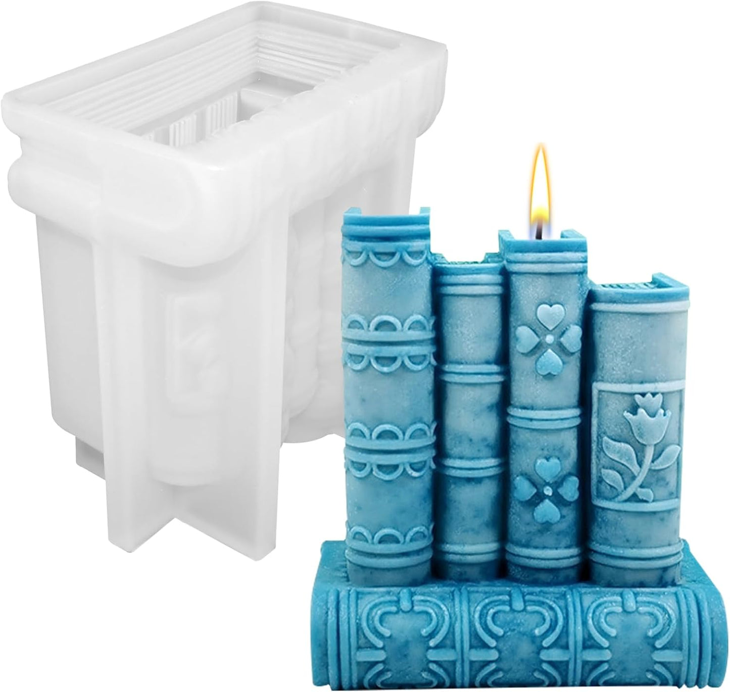 Upgraded Large Book Silicone Mold for Candle Making, Retro Book Soap Candle Mold, Vintage Book Epoxy Resin Casting Mold for Craft Project DIY