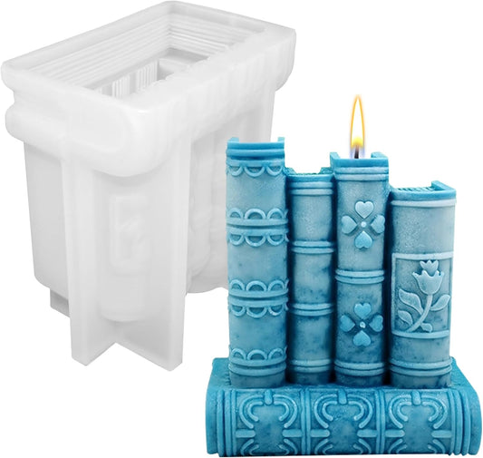 Upgraded Large Book Silicone Mold for Candle Making, Retro Book Soap Candle Mold, Vintage Book Epoxy Resin Casting Mold for Craft Project DIY