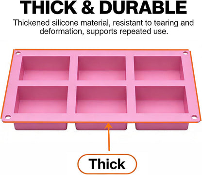 Silicone Soap Molds for Soap Making - Thick Rectangle Silicone Molds for Baking & Food, DIY Soap Making Kit for Adults, Easy Release & Clean, Soap Making Supplies Make Your Own Soap