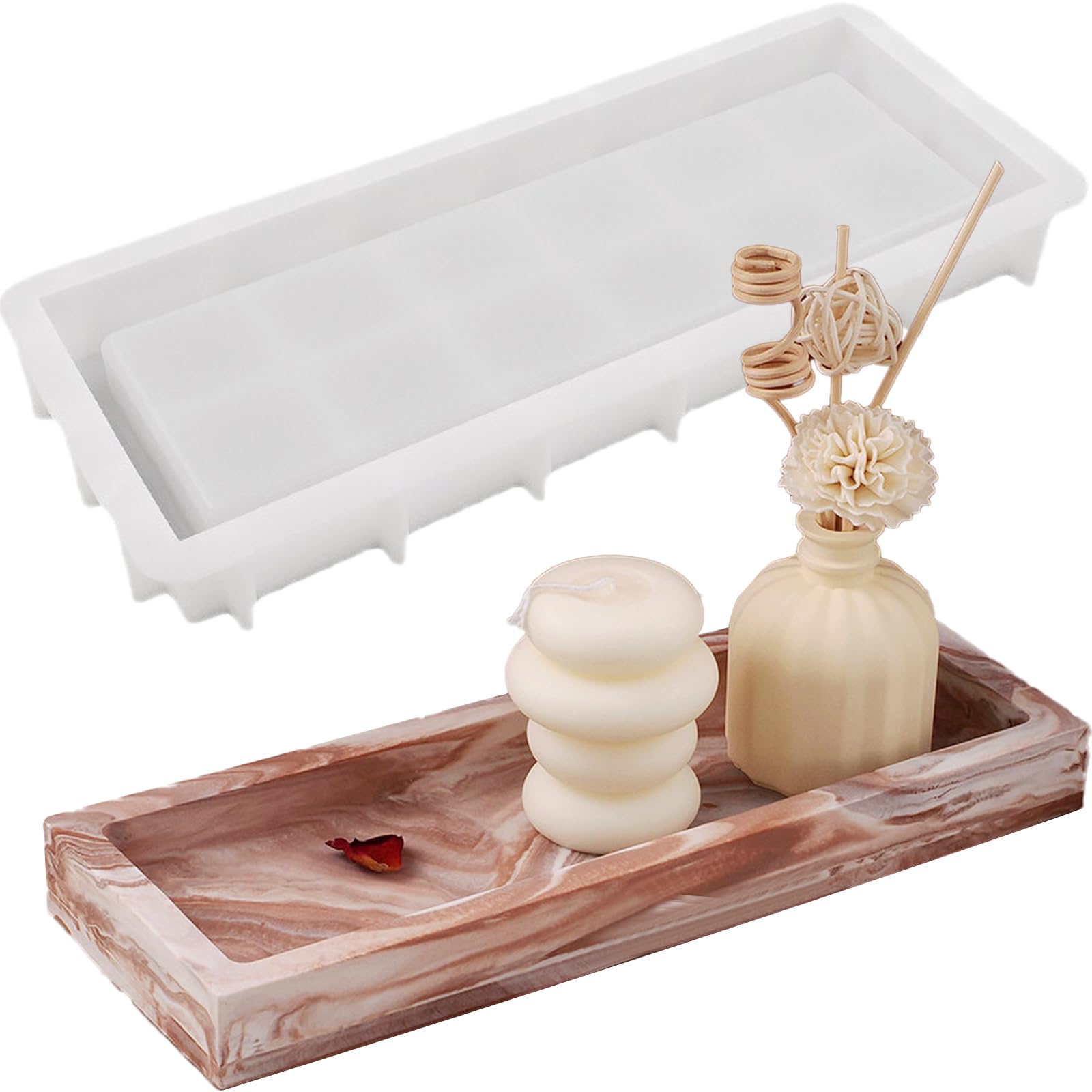 1 Pc Epoxy Resin Silicone Mold Rectangle Storage Tray Container Mold for Concrete Jewelry Trinket Plate Soap Dish Vanity Candle Holder Resin Casting Creative Art Craft Home Decor