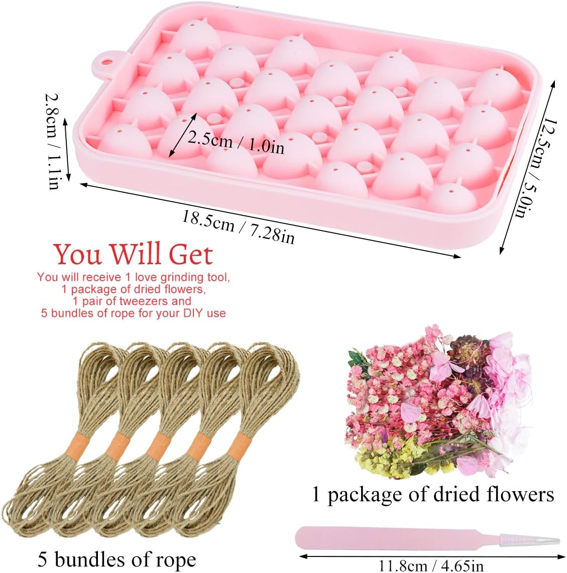 Silicone Heart Shape Soap Mold Kit with Dried Flowers Soap Making for DIY Handmade Mother's Day Without Soaps