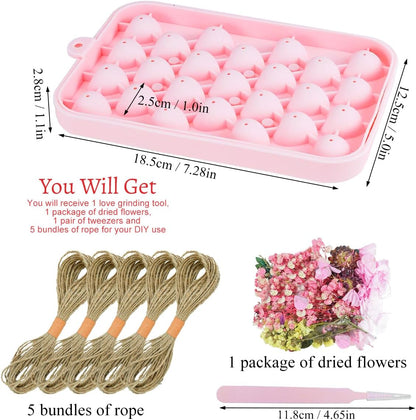 Silicone Heart Shape Soap Mold Kit with Dried Flowers Soap Making for DIY Handmade Mother's Day Without Soaps
