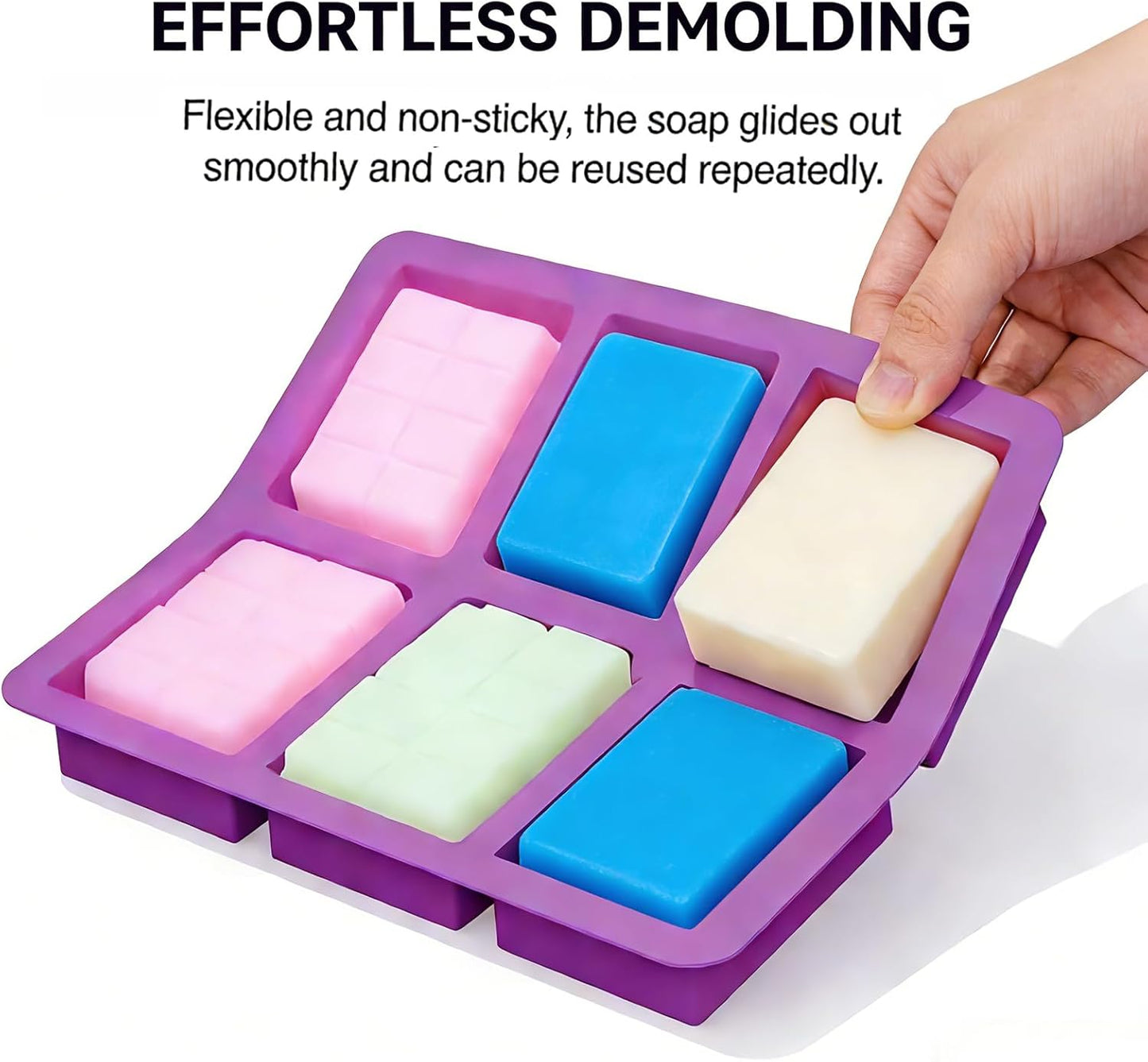 Silicone Soap Molds for Soap Making - Thick Rectangle Silicone Molds for Baking & Food, DIY Soap Making Kit for Adults, Easy Release & Clean, Soap Making Supplies Make Your Own Soap