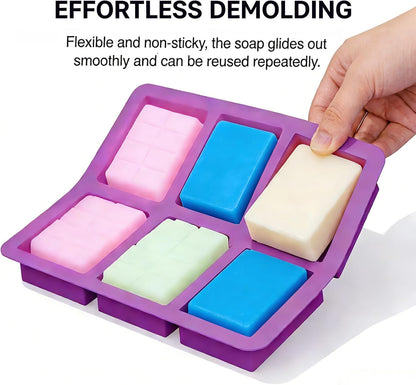 Silicone Soap Molds for Soap Making - Thick Rectangle Silicone Molds for Baking & Food, DIY Soap Making Kit for Adults, Easy Release & Clean, Soap Making Supplies Make Your Own Soap