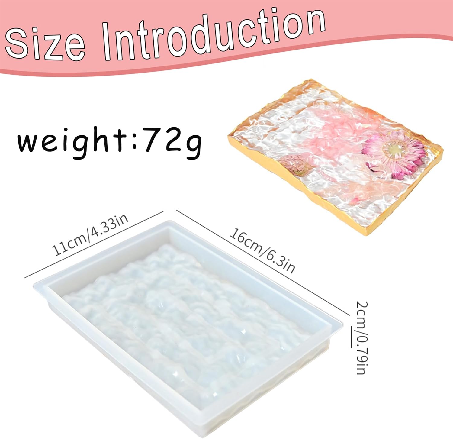 1Pc Silicone Coaster Mold Deep Rectangle Epoxy Resin Mold for Flower Bouquet Preservation Making Resin Craft DIY Jewelry Cups Makeup Candy Storage Tray Soap Dish Gifts Home Decor Durable