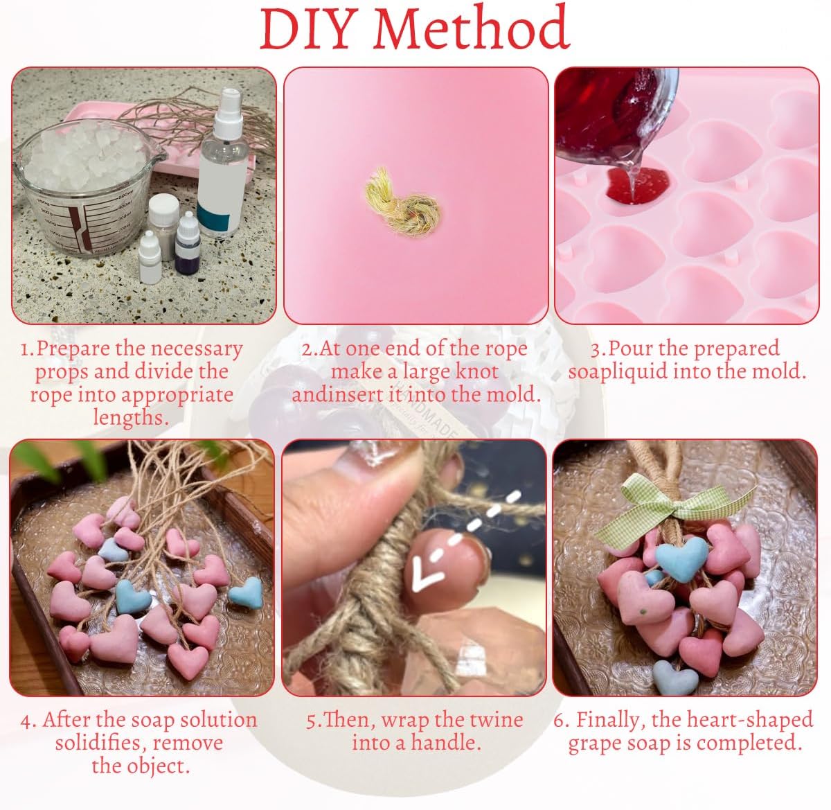 Silicone Heart Shape Soap Mold Kit with Dried Flowers Soap Making for DIY Handmade Mother's Day Without Soaps