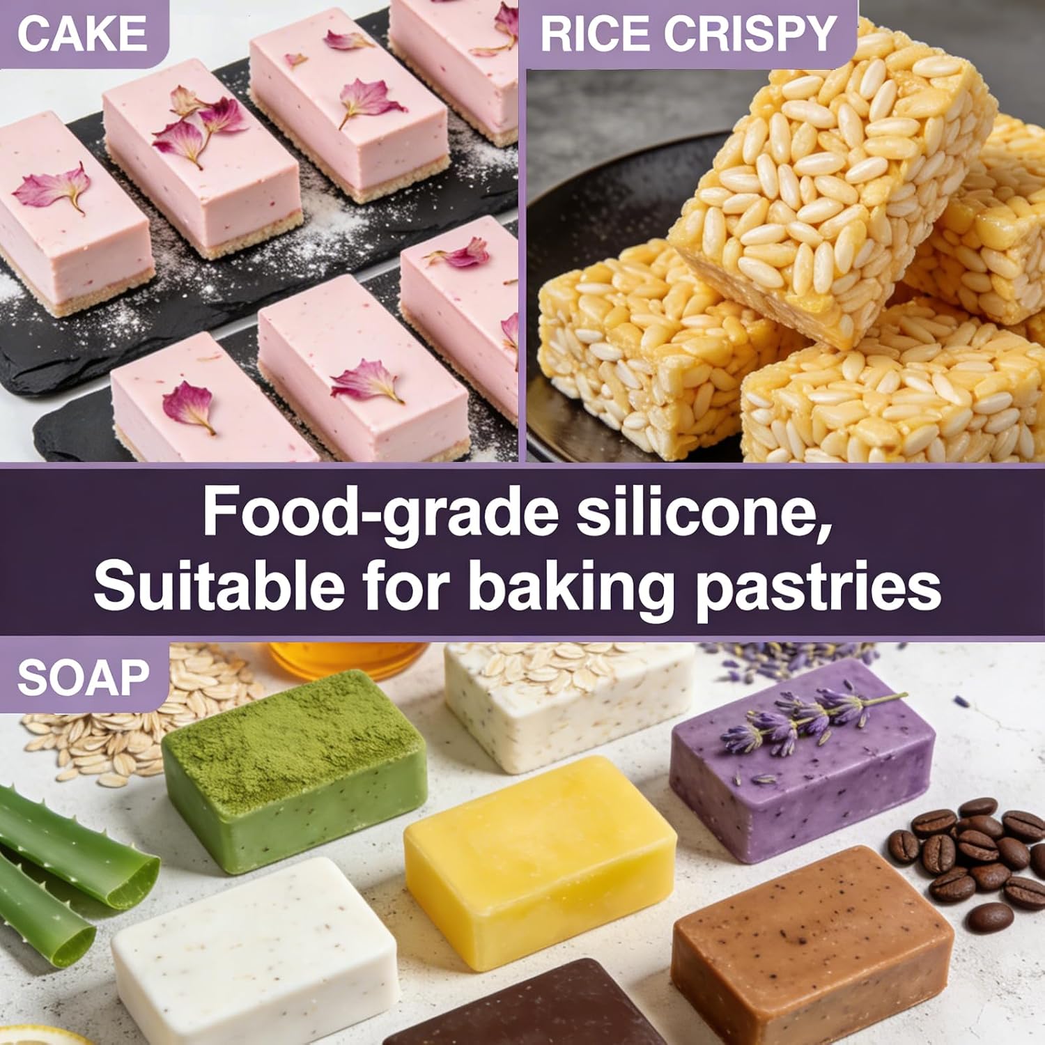 Silicone Soap Molds for Soap Making - Thick Rectangle Silicone Molds for Baking & Food, DIY Soap Making Kit for Adults, Easy Release & Clean, Soap Making Supplies Make Your Own Soap
