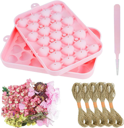 Silicone Heart Shape Soap Mold Kit with Dried Flowers Soap Making for DIY Handmade Mother's Day Without Soaps
