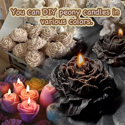 69 pcs Candle Making Silicone Mold Set,2 Peony(Large + Medium) Mold 1 Rose(Small) Set of 3D Flower Silicone Molds, for Soap,Candle Home Décor Handmade Gift
