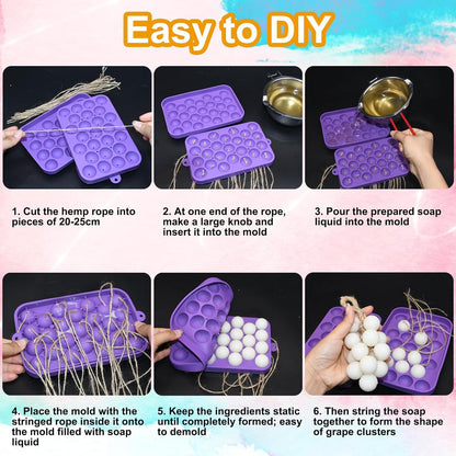 Silicone Soap Making Mold Grape Soap Making Kit Grape Fruit Soap Mold for Handmade Soap Craft Projects