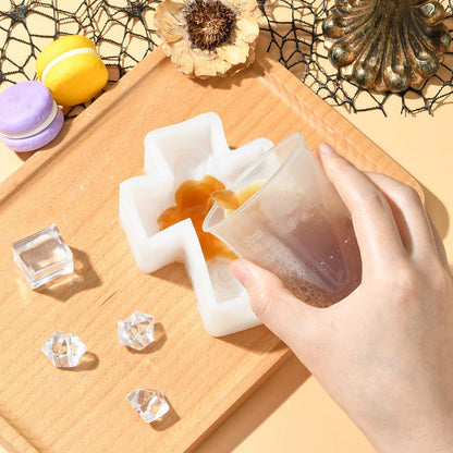 Airssory 1 Pc 3D Cross Pillar Candle Molds with Rose Flower Candle Silicone Molds for Making Candle, Resin, Aromatherapy Candles, Home Decor, Craft